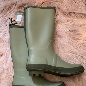 Green rain boots